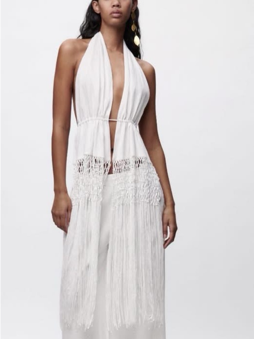 ✨ ZARA EOWEN LINEN STYLE BACKLESS TOP — WHITE